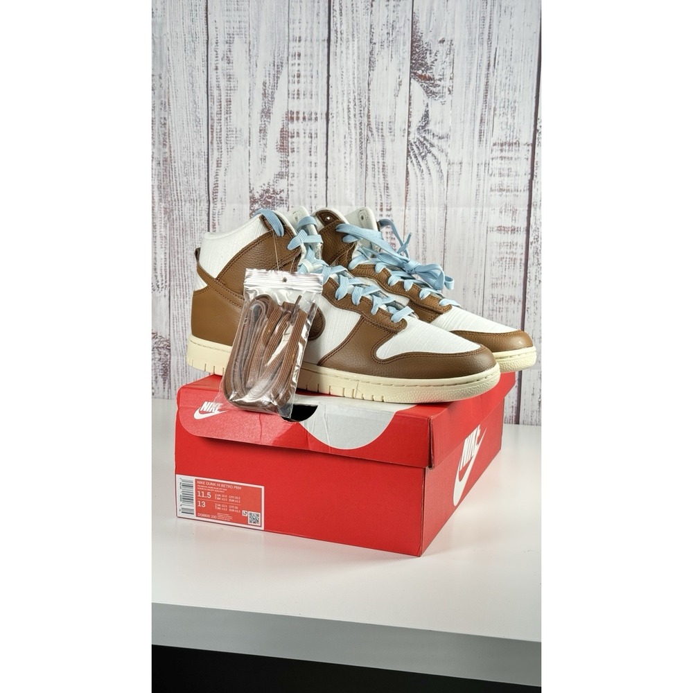 Nike Dunk Hi Retro PRM Pecan Sail Worn Blue Off Noir DQ8800-200 Size 11.5 Mens